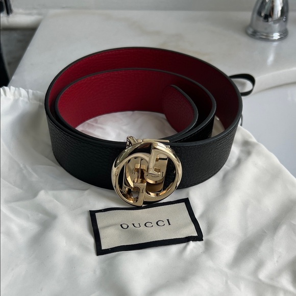 Gucci Black and Red Belt with Buckle - Picture 1 of 4